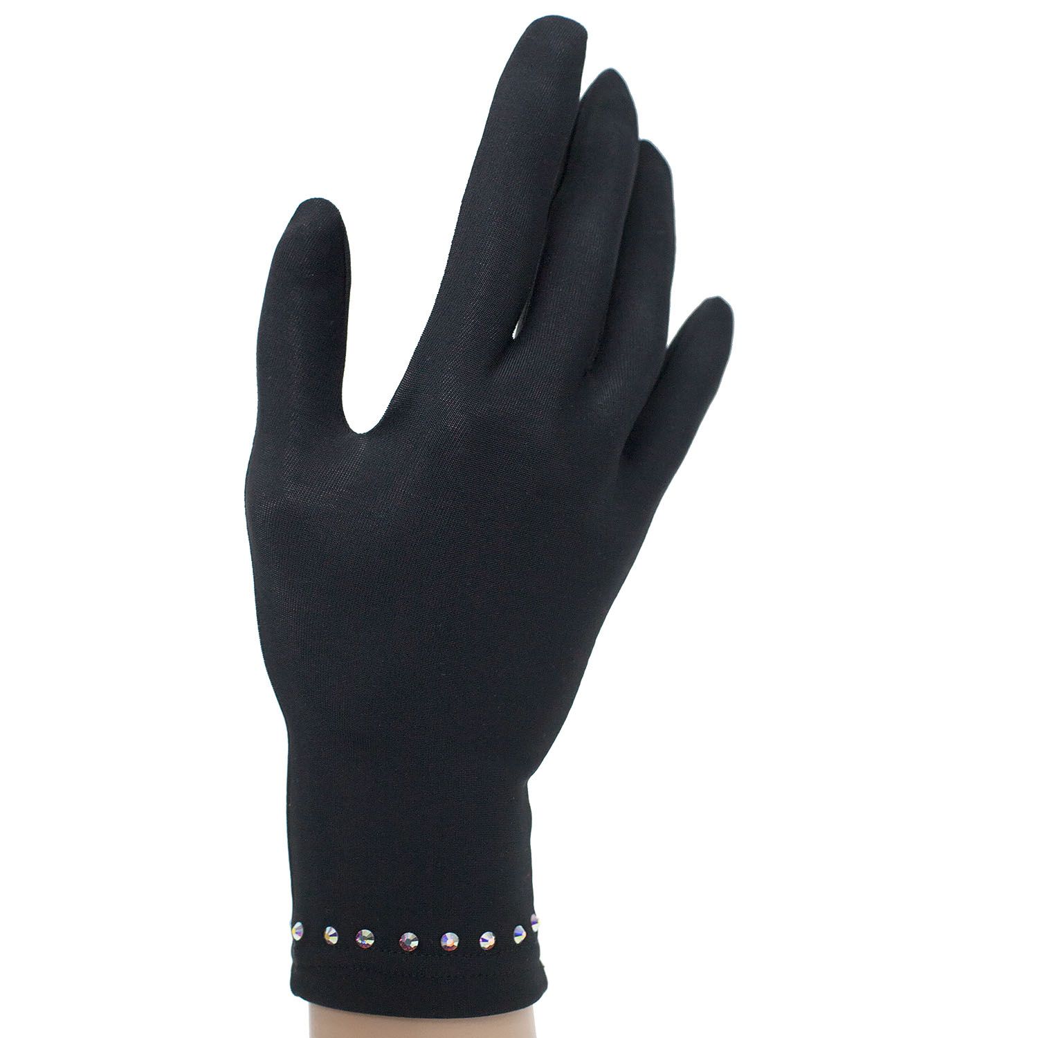 Перчатки Sagester черные со стразами Mod.№536