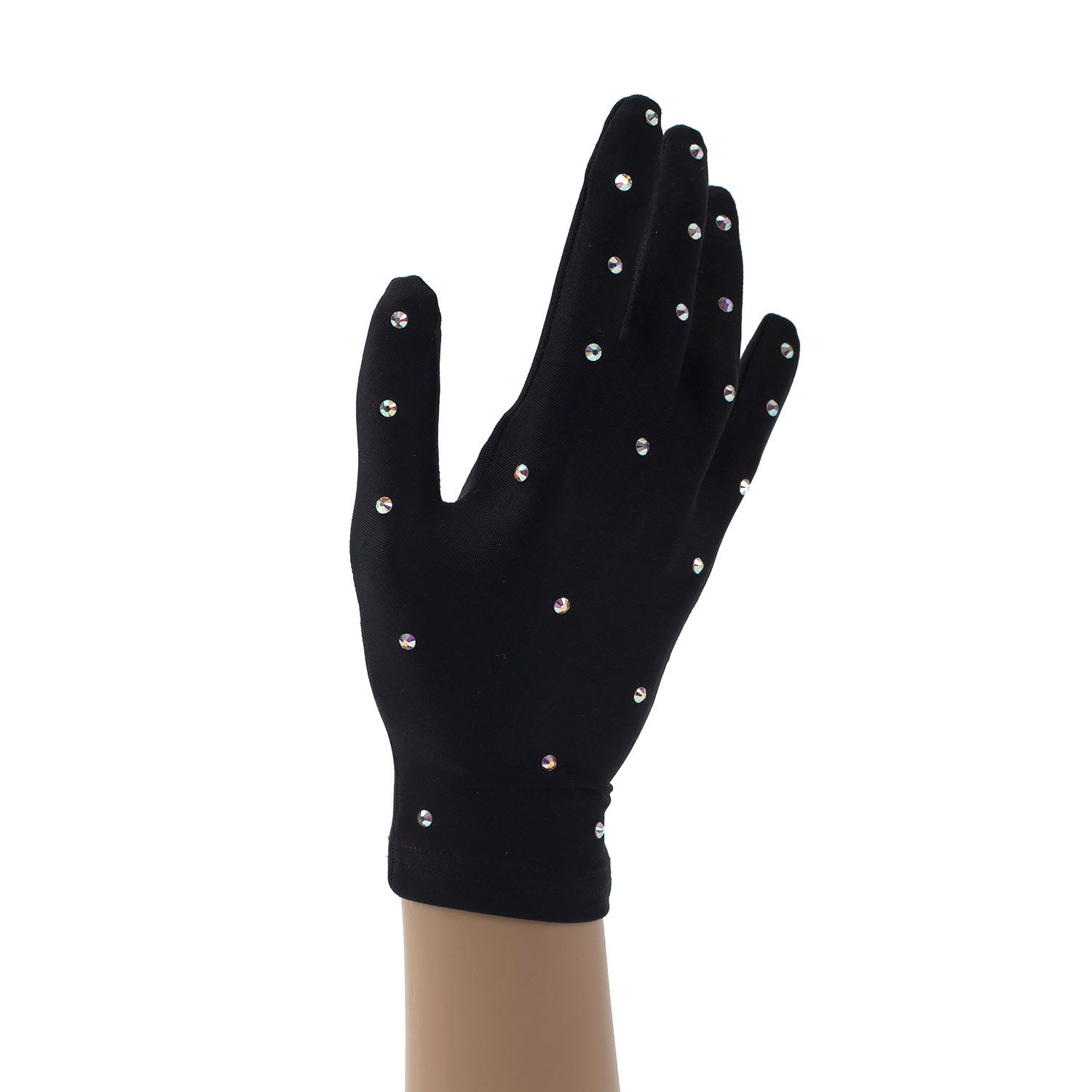 Перчатки для выступлений Sagester (черные со стразами)